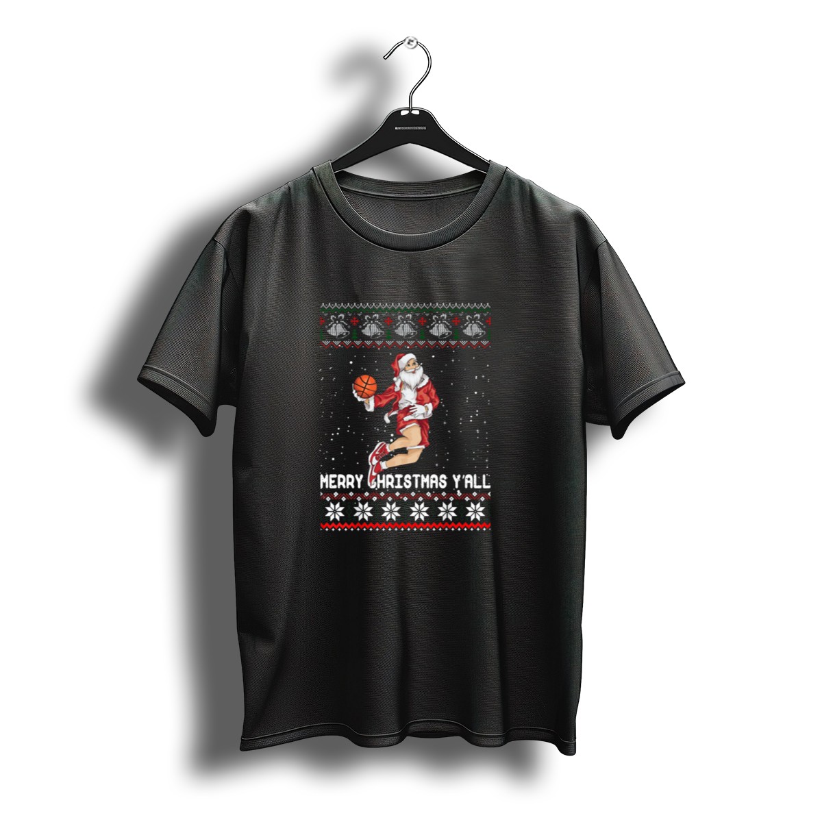 Merry Christmas Y'All Basketball Santa Dunk T-Shirt